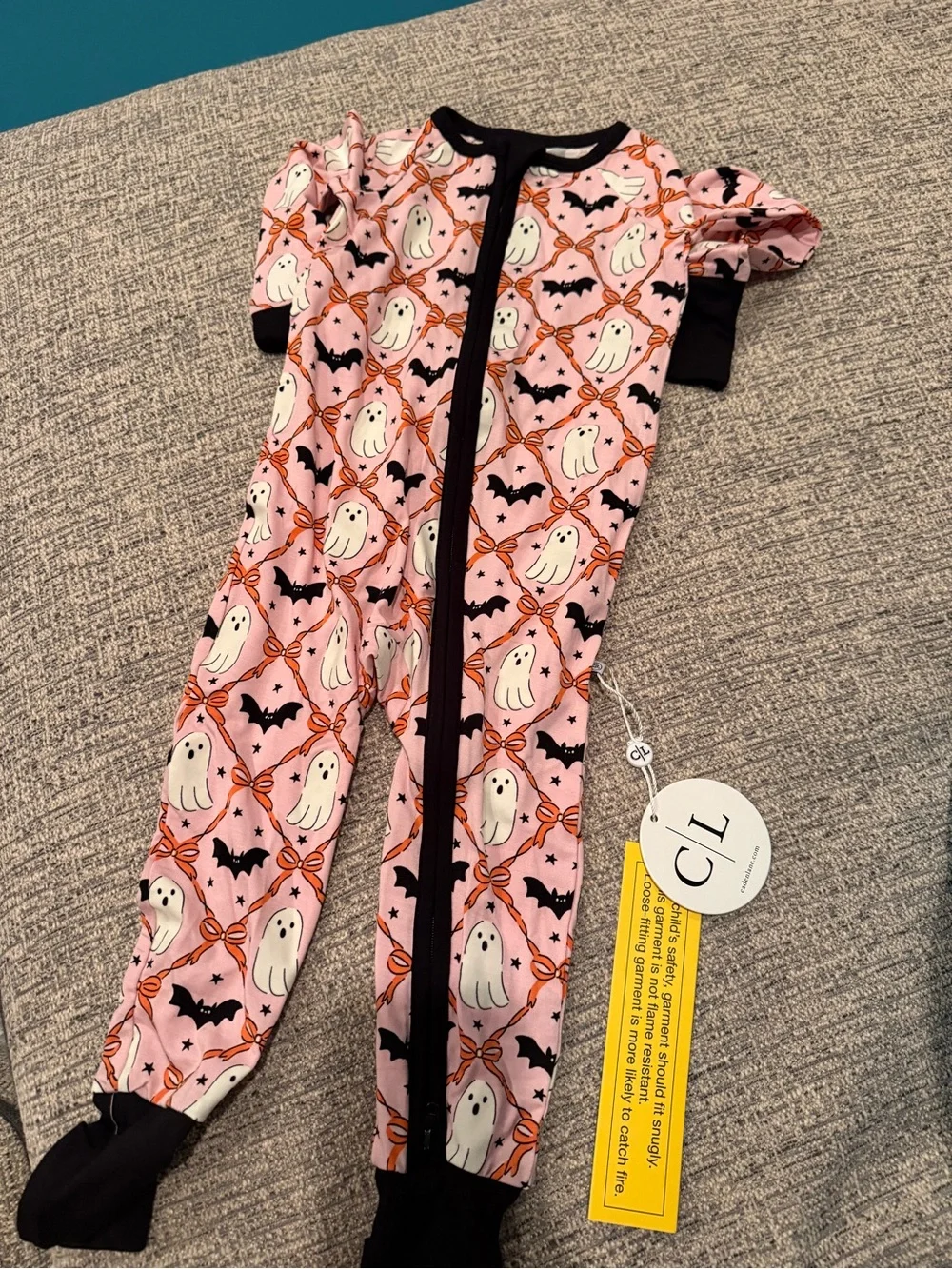 Caden Lane Boo Babes Glow in the Dark Bamboo Zip Romper 12-18 Months NWT